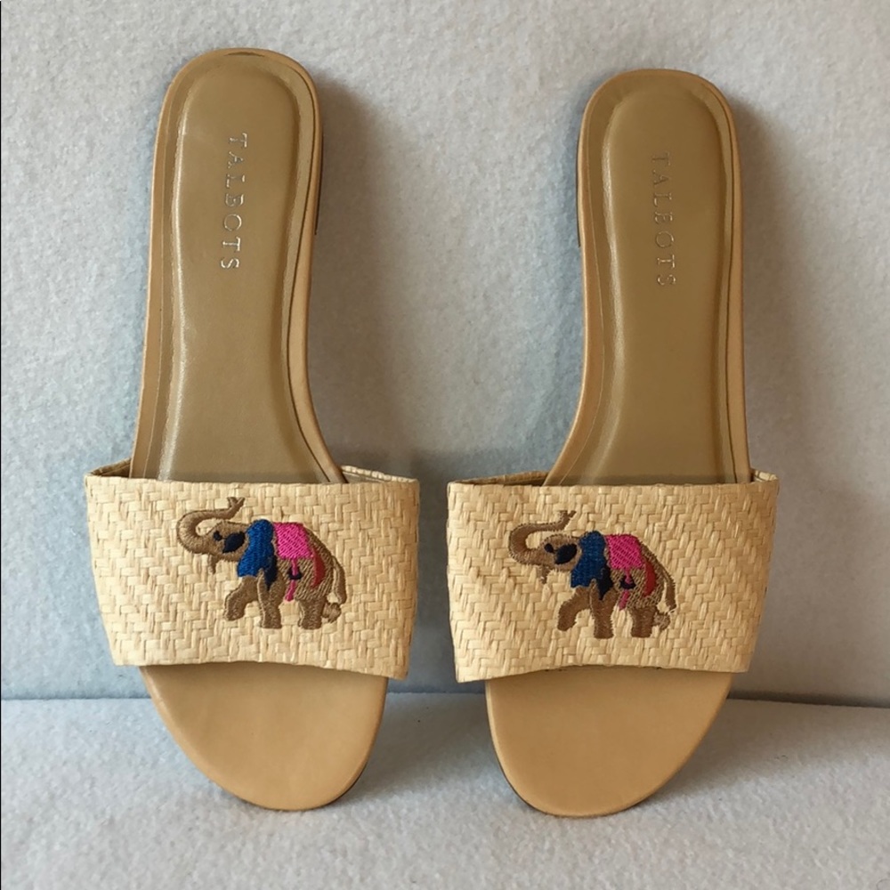 Talbots Lamar Trunk Up Elephant Raffia Slides